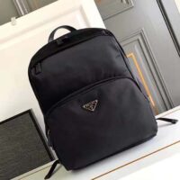 Prada Unisex Re-Nylon Saffiano Leather Backpack Black Fabric Zipper Closure (10)