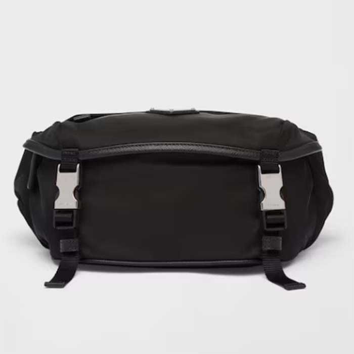 Prada Unisex Re-Nylon Saffiano Leather Shoulder Bag Black Fabric
