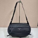 Prada Unisex Re-Nylon Saffiano Leather Shoulder Bag Black Fabric Flap – Bild 2