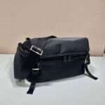 Prada Unisex Re-Nylon Saffiano Leather Shoulder Bag Black Fabric Flap – Bild 5