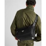 Prada Unisex Re-Nylon Saffiano Leather Shoulder Bag Black Fabric Flap Closure - immagine 12