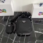 Prada Unisex Re-Nylon Saffiano Shoulder Bag Black Zipper Closure Fabric Leather - Imagen 2