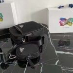 Prada Unisex Re-Nylon Saffiano Shoulder Bag Black Zipper Closure Fabric Leather - Imagen 5