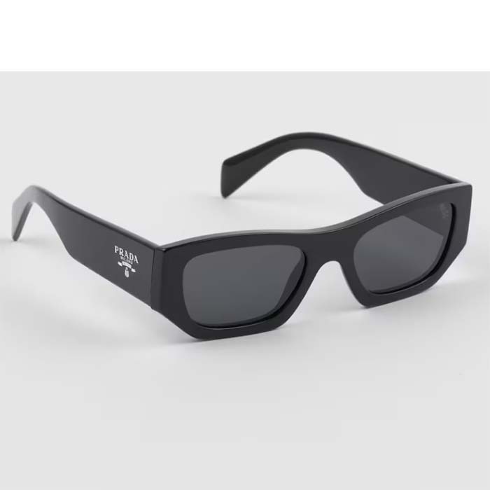 Prada Unisex Sunglasses Prada Logo Frame Compatible Graduated Lenses Black Standard Fit