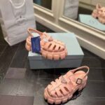 Prada Women Monolith Foam Rubber Sandals Enameled Metal Triangle Logo - Imagen 2