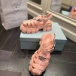Prada Women Monolith Foam Rubber Sandals Enameled Metal Triangle Logo - Imagen 4