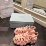 Prada Women Monolith Foam Rubber Sandals Enameled Metal Triangle Logo - Imagen 5