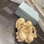 Prada Women Rubber Monolith Sandals Enameled Metal Triangle Logo Lug Tread - Imagen 7