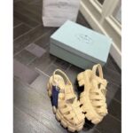 Prada Women Rubber Monolith Sandals Enameled Metal Triangle Logo Lug Tread - Imagen 6