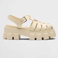 Prada Women Rubber Monolith Sandals Enameled Metal Triangle Logo Lug Tread (11)