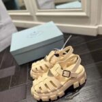 Prada Women Rubber Monolith Sandals Enameled Metal Triangle Logo Lug Tread - Imagen 3