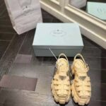 Prada Women Rubber Monolith Sandals Enameled Metal Triangle Logo Lug Tread - Imagen 8