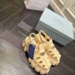 Prada Women Rubber Monolith Sandals Enameled Metal Triangle Logo Lug Tread - Imagen 2