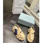 Prada Women Rubber Monolith Sandals Enameled Metal Triangle Logo Lug Tread - Imagen 5