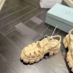 Prada Women Rubber Monolith Sandals Enameled Metal Triangle Logo Lug Tread - Imagen 4