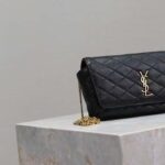 Saint Laurent YSL Women Black Gaby Chain Phone Holder Quilted Lambskin Metal – Bild 10