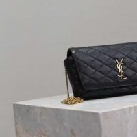 Saint Laurent YSL Women Black Gaby Chain Phone Holder Quilted Lambskin Metal (3)