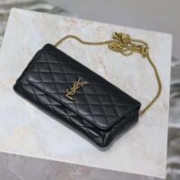 Saint Laurent YSL Women Black Gaby Chain Phone Holder Quilted Lambskin Metal (3)