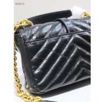 Saint Laurent YSL Women College Mini Chain Bag Black Shiny Crackled Leather (9)