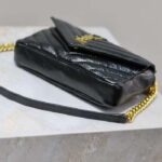 Saint Laurent YSL Women College Mini Chain Bag Black Shiny Crackled Leather – Image 3
