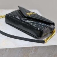 Saint Laurent YSL Women College Mini Chain Bag Black Shiny Crackled Leather (9)