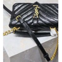 Saint Laurent YSL Women College Mini Chain Bag Black Shiny Crackled Leather (9)