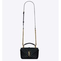 Saint Laurent YSL Women College Mini Chain Bag Black Shiny Crackled Leather (9)