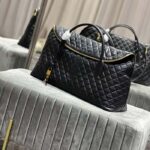 Saint Laurent YSL Women ES Giant Travel Bag Black Gold Quilted Calfskin Leather - Image 6