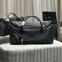 Saint Laurent YSL Women ES Giant Travel Bag Black Gold Quilted Calfskin Leather (3)