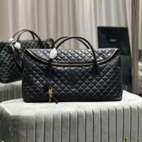 Saint Laurent YSL Women ES Giant Travel Bag Black Gold Quilted Calfskin Leather (3)