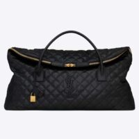 Saint Laurent YSL Women ES Giant Travel Bag Black Gold Quilted Calfskin Leather (3)