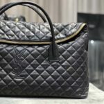Saint Laurent YSL Women ES Giant Travel Bag Black Gold Quilted Calfskin Leather - Image 8