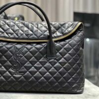 Saint Laurent YSL Women ES Giant Travel Bag Black Gold Quilted Calfskin Leather (3)