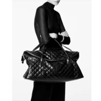 Saint Laurent YSL Women ES Giant Travel Bag Black Quilted Calfskin Leather (5)