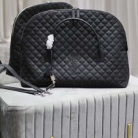 Saint Laurent YSL Women ES Giant Travel Bag Black Quilted Calfskin Leather (5)