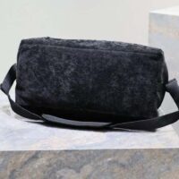 Saint Laurent YSL Women Jaquard Duffle Bag Black Cotton Calfskin Leather (5)