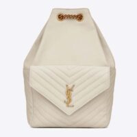 Saint Laurent YSL Women Joe Backpack Lambskin White Leather (3)