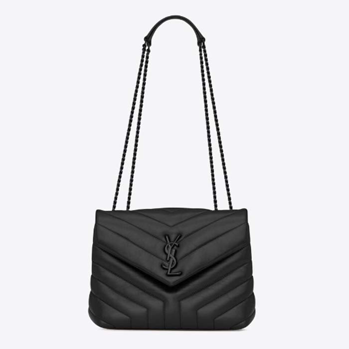 Saint Laurent YSL Women Loulou Small Quilted Leather Black Calfskin Leather