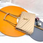 Saint Laurent YSL Women Medium Quilted Leather Beige Calfskin Leather Brass - Bild 3