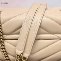 Saint Laurent YSL Women Medium Quilted Leather Beige Calfskin Leather Brass (8)