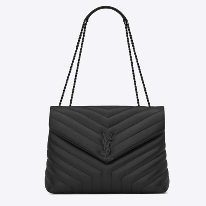 Saint Laurent YSL Women Medium Quilted Leather Black Calfskin Leather