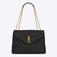 Saint Laurent YSL Women Medium Quilted Leather Black Calfskin Leather Brass (1)