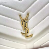 Saint Laurent YSL Women Medium Quilted Leather White Calfskin Leather Brass (9)