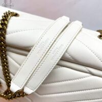 Saint Laurent YSL Women Medium Quilted Leather White Calfskin Leather Brass (9)