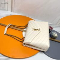 Saint Laurent YSL Women Medium Quilted Leather White Calfskin Leather Brass (9)