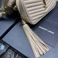 Saint Laurent YSL Women Mini Lou Quilted Leather Beige Gold Zip Closure (7)