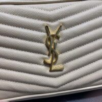 Saint Laurent YSL Women Mini Lou Quilted Leather Beige Gold Zip Closure (7)