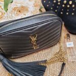 Saint Laurent YSL Women Mini Lou Quilted Leather Black Gold Zip Closure – Image 5