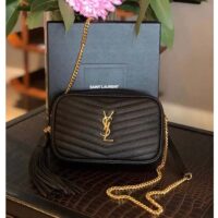 Saint Laurent YSL Women Mini Lou Quilted Leather Black Gold Zip Closure (10)