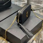 Saint Laurent YSL Women Mini Lou Quilted Leather Black Gold Zip Closure – Image 7